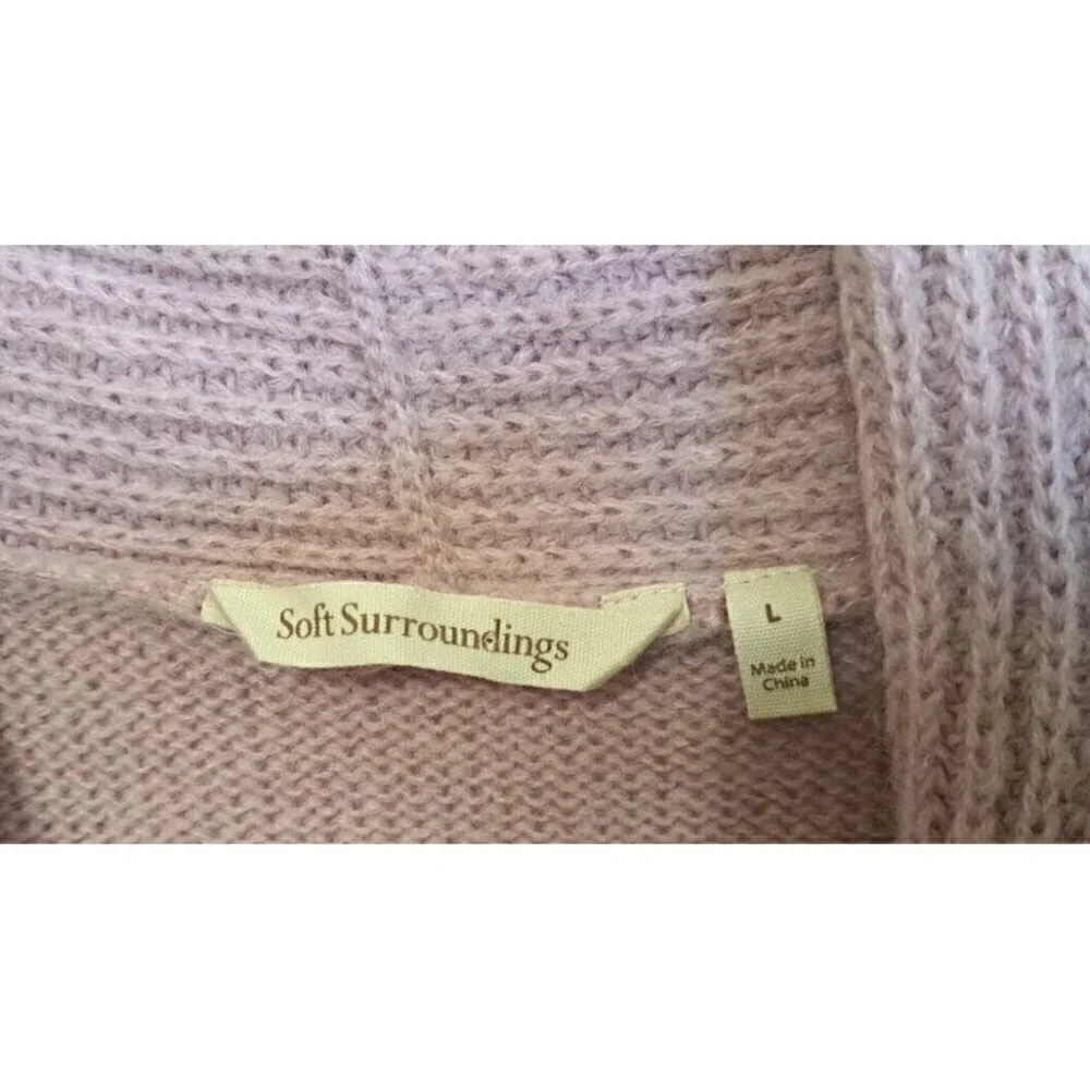 Soft Surroundings L Dusty Mauve Long Sleeve Alpaca Blend V-Neck Pullover Sweater